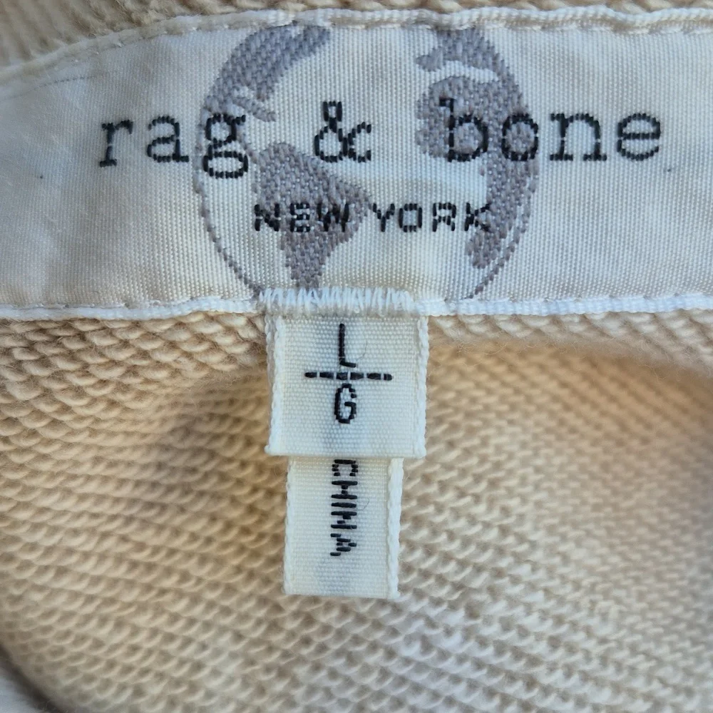 RAG & BONE City Terry Beige‎ Tan Cream Tie Dye Cotton Large Mens Hoodie Sweater - Picture 9 of 12